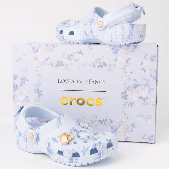 LoveShackFancy Shoes - LoveShackFancy x Crocs Classic Clog - Mineral Blue Floral Print Size 7 NWT
